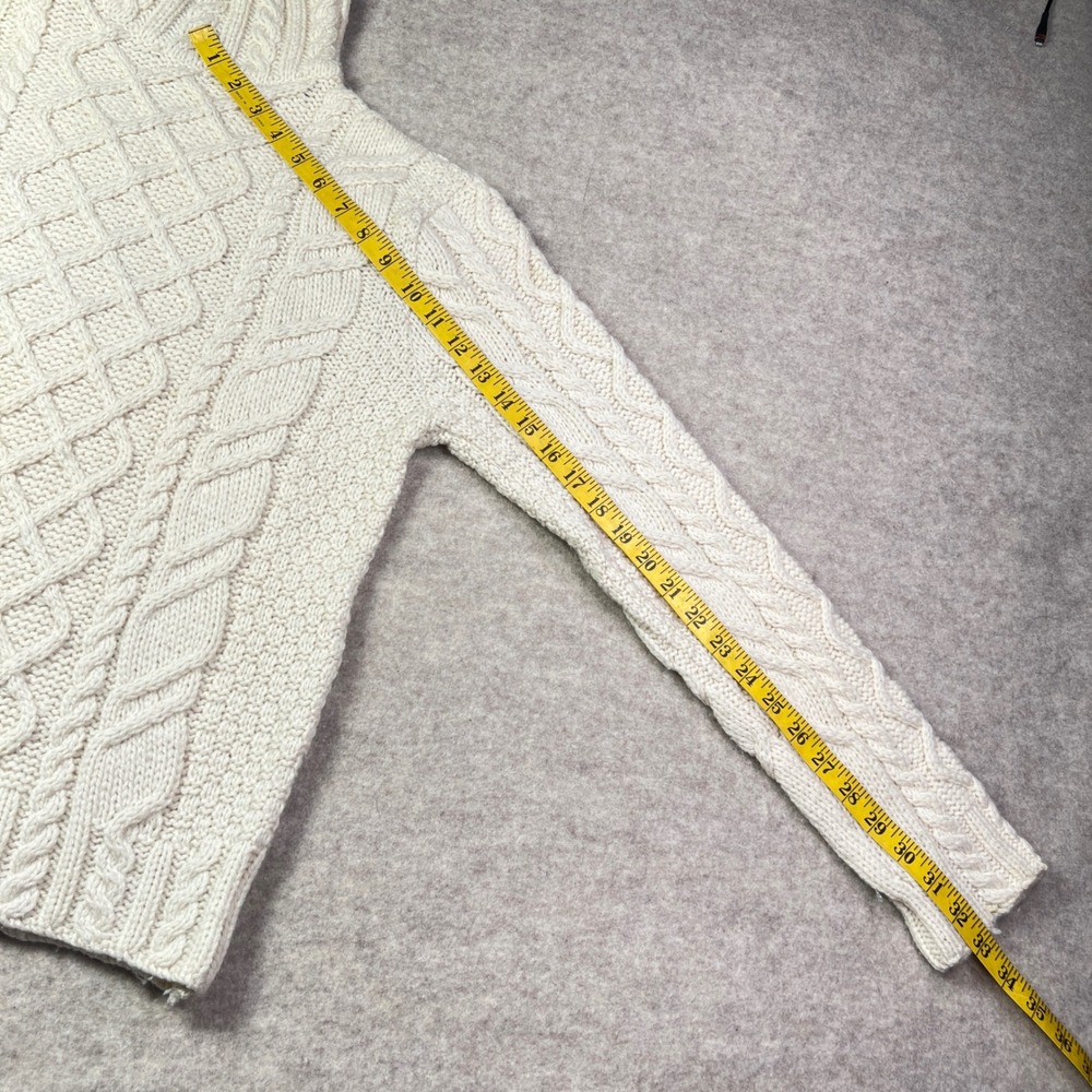 Paul James Made in England 100% Wool Cable Knit Mock Neck Sweater Cream Large W - Picture 7 of 11